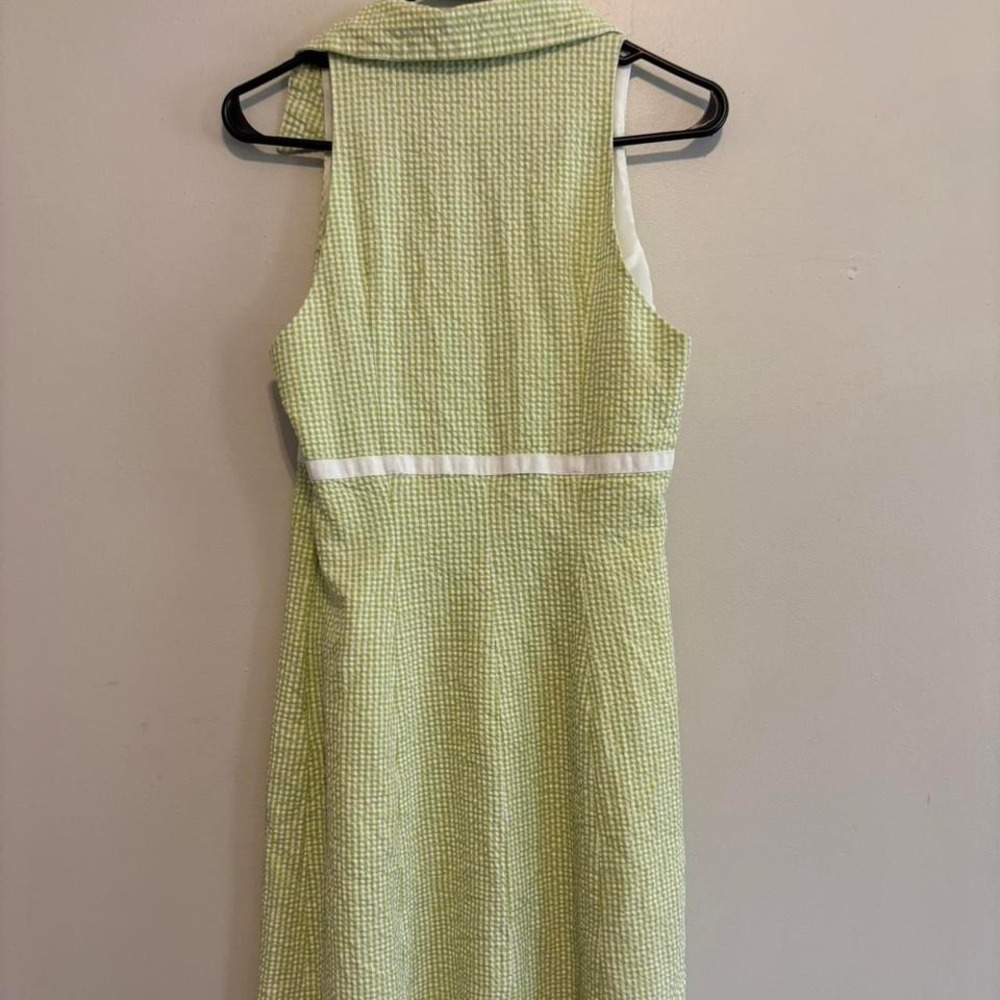 60's 70's Vintage Retro Halter Cottagecore Green Plaid Midi Boho Dress - Small - Picture 6 of 9